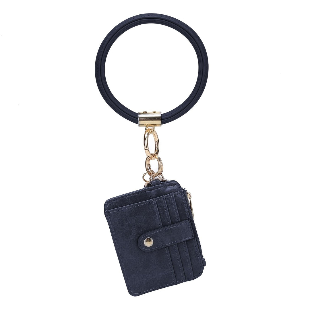 Jordyn Vegan Leather Bracelet Keychain with a Credit Card Holder Image 7