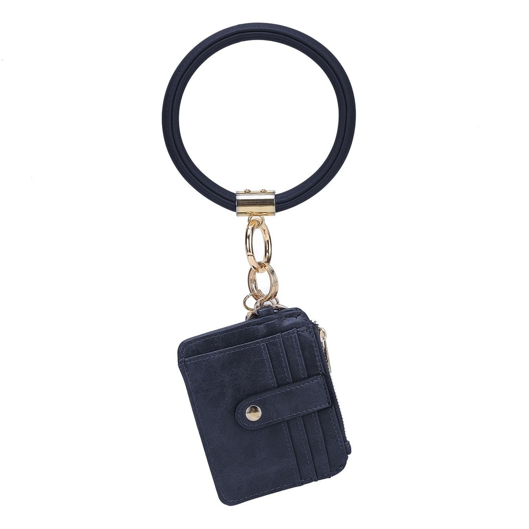 Jordyn Vegan Leather Bracelet Keychain with a Credit Card Holder Image 1