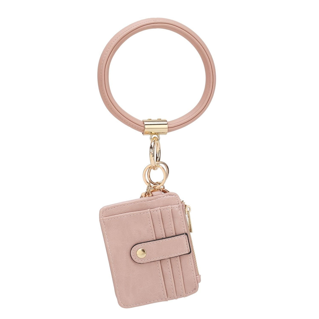 Jordyn Vegan Leather Bracelet Keychain with a Credit Card Holder Image 1