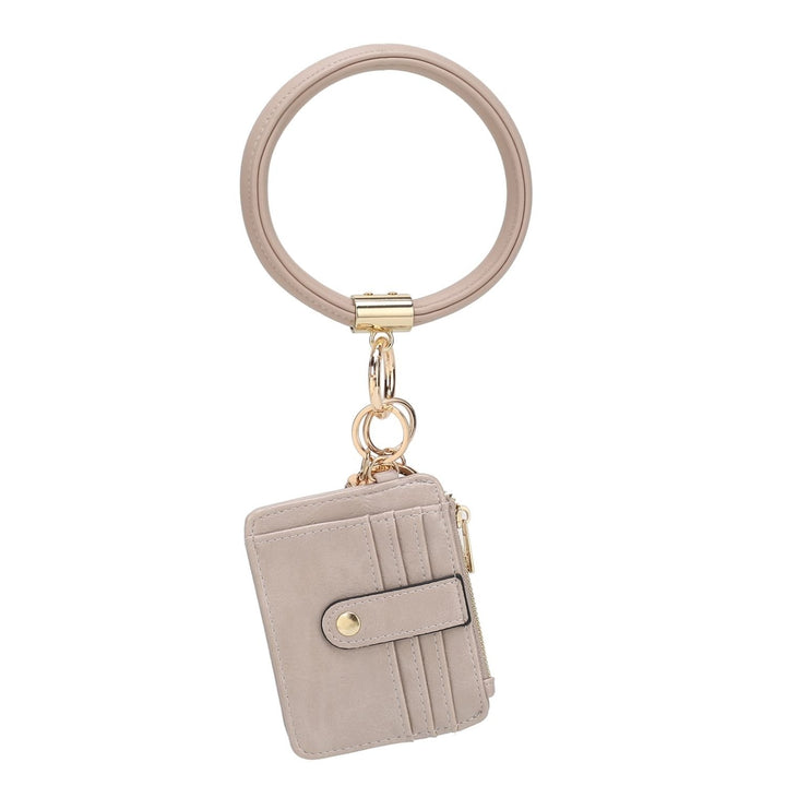 Jordyn Vegan Leather Bracelet Keychain with a Credit Card Holder Image 1