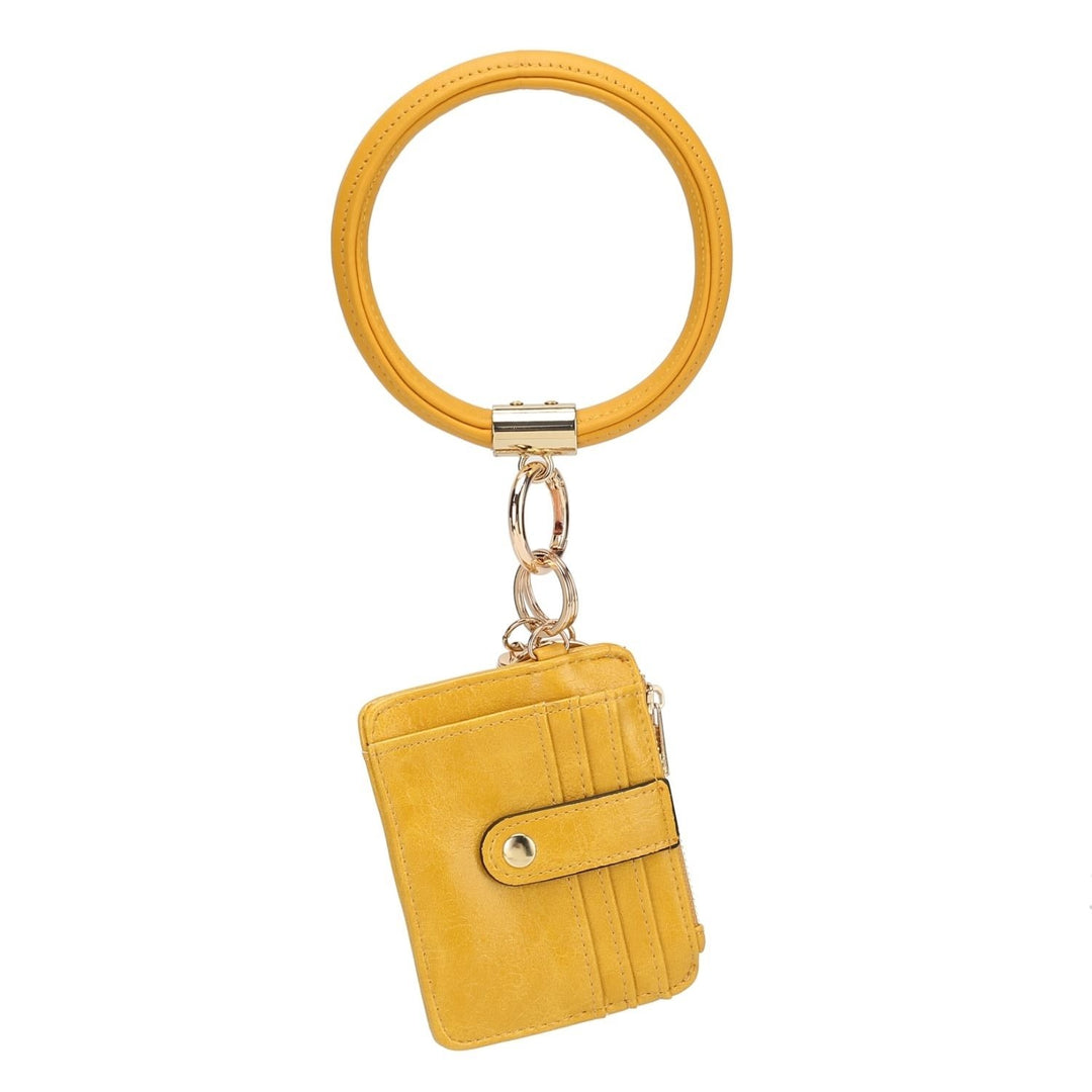 Jordyn Vegan Leather Bracelet Keychain with a Credit Card Holder Image 1