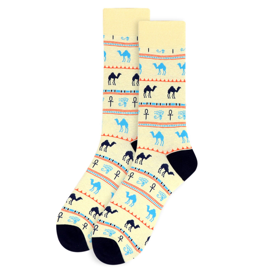 Egypt Socks Camels Pyramid Egyptian Sock Yellow and Black Fun Spirit of Ancient Egypt Image 1