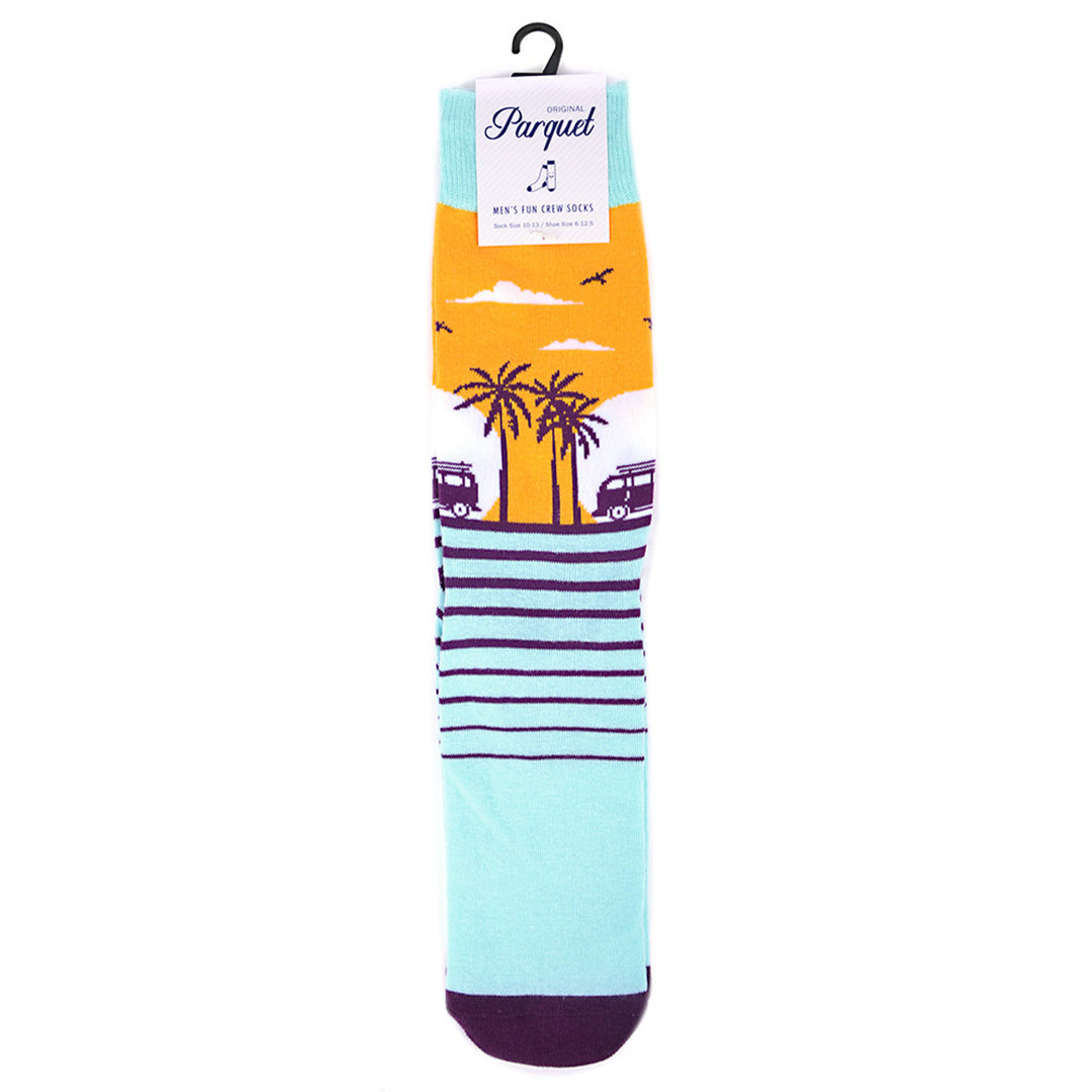 Hawaii Beach Novelty Socks Crazy Tropical Sunset Socks Cool Socks Funny Groomsmen Socks Fun Crazy Beach Life Crew Socks Image 1