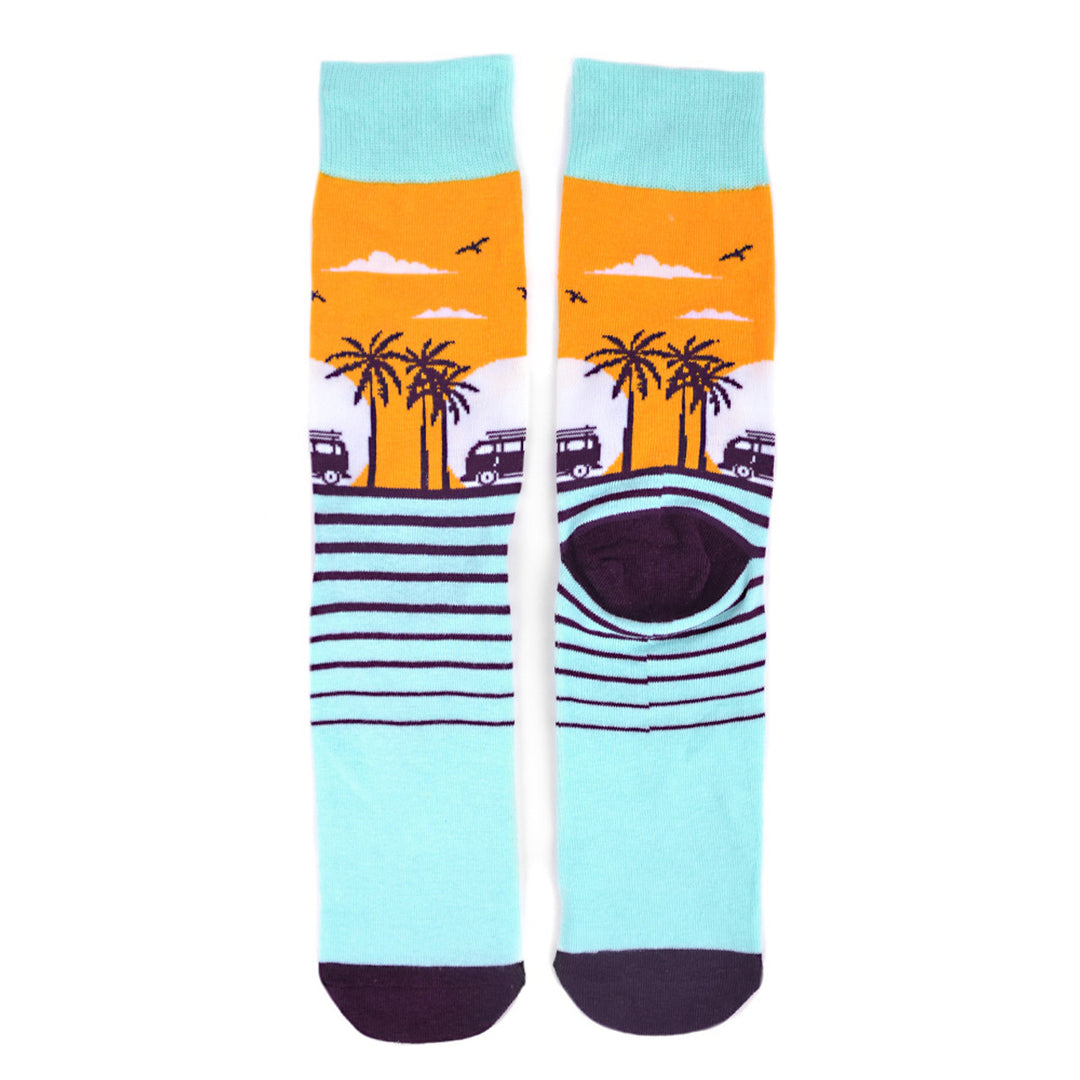 Hawaii Beach Novelty Socks Crazy Tropical Sunset Socks Cool Socks Funny Groomsmen Socks Fun Crazy Beach Life Crew Socks Image 2