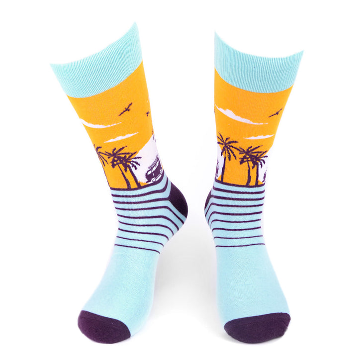 Hawaii Beach Novelty Socks Crazy Tropical Sunset Socks Cool Socks Funny Groomsmen Socks Fun Crazy Beach Life Crew Socks Image 4