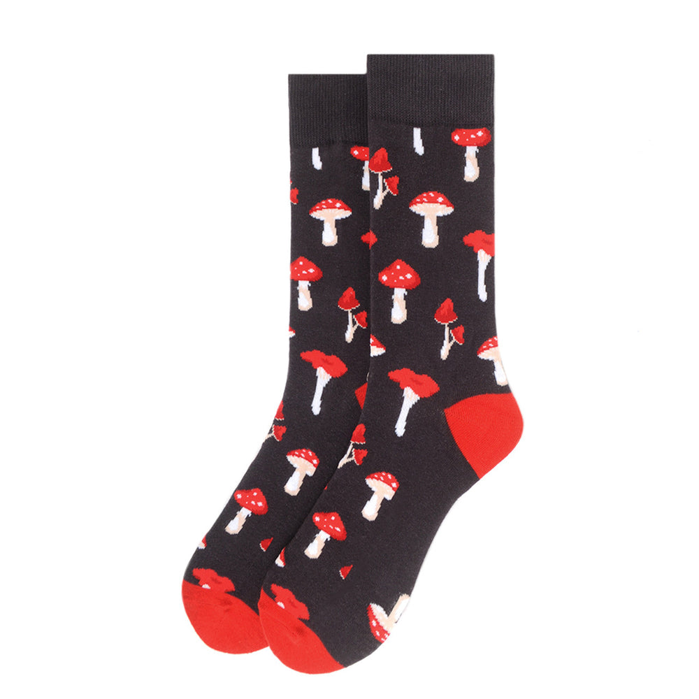 Mushrooms Novelty Socks Crazy Mushrooms Socks Cool Socks Funny Groomsmen Socks Fun Crazy Mushrooms Crew Socks Image 2