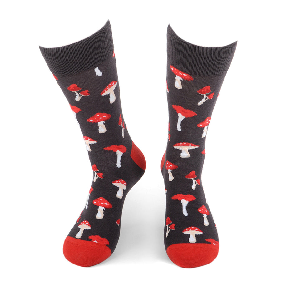 Mushrooms Novelty Socks Crazy Mushrooms Socks Cool Socks Funny Groomsmen Socks Fun Crazy Mushrooms Crew Socks Image 1