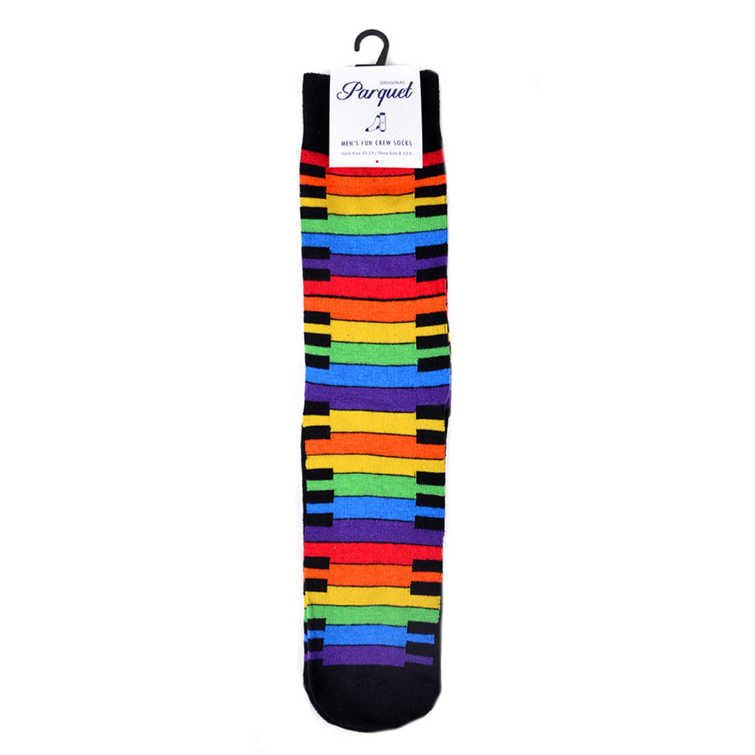 Rainbow Keys Novelty Socks Crazy Music Socks Cool Socks Funny Groomsmen Socks Rainbow Colors of My Life Crew Socks Image 4