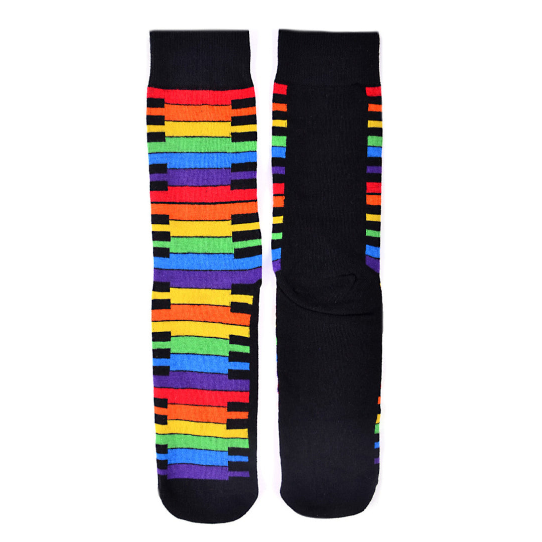 Rainbow Keys Novelty Socks Crazy Music Socks Cool Socks Funny Groomsmen Socks Rainbow Colors of My Life Crew Socks Image 4