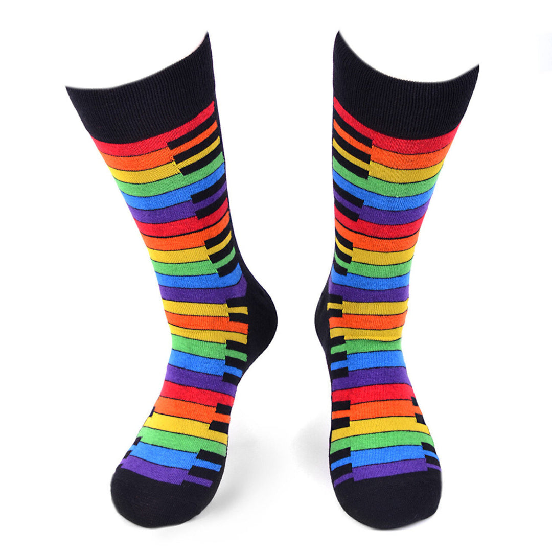 Rainbow Keys Novelty Socks Crazy Music Socks Cool Socks Funny Groomsmen Socks Rainbow Colors of My Life Crew Socks Image 7