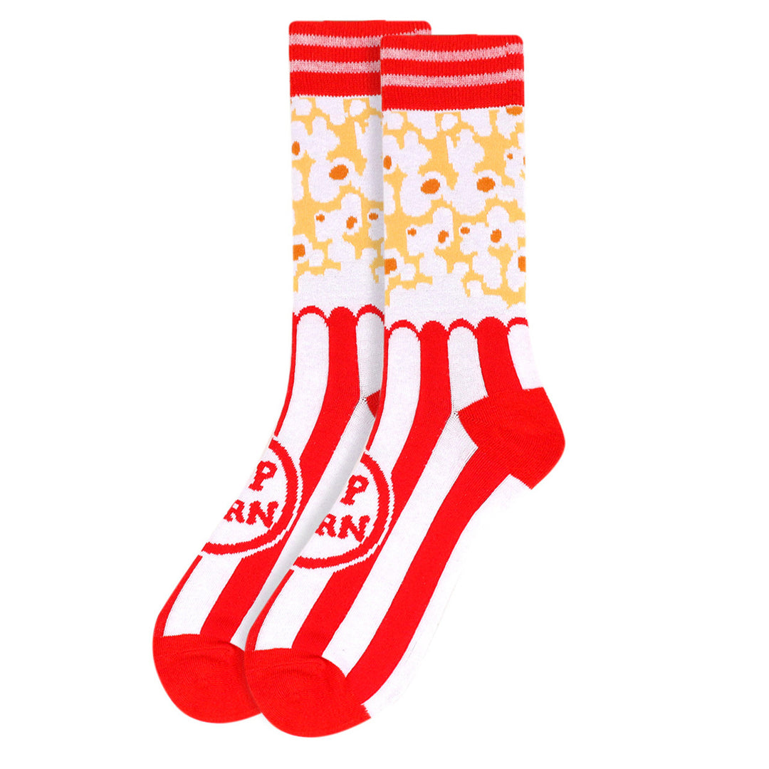 Movie Time Novelty Socks Crazy Popcorn Socks Cool Socks Funny Groomsmen Socks Party Time Pop Corn Crew Socks Image 2