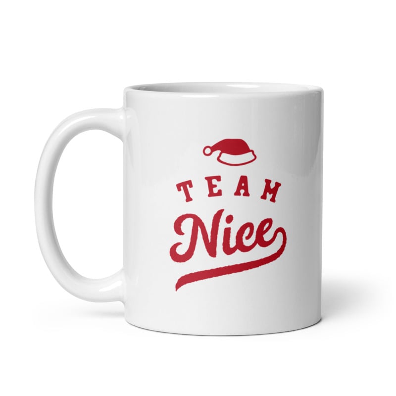 Team Nice Mug Funny Xmas Santas Good List Novelty Cup-11oz Image 1