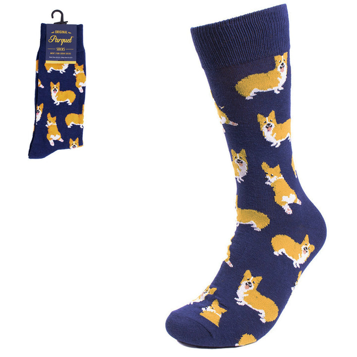 Blue Corgis Dog Fun Socks Mens Dancing Dog Novelty Socks Funny Socks Dad Gifts Cool Socks Funny Groomsmen Image 4