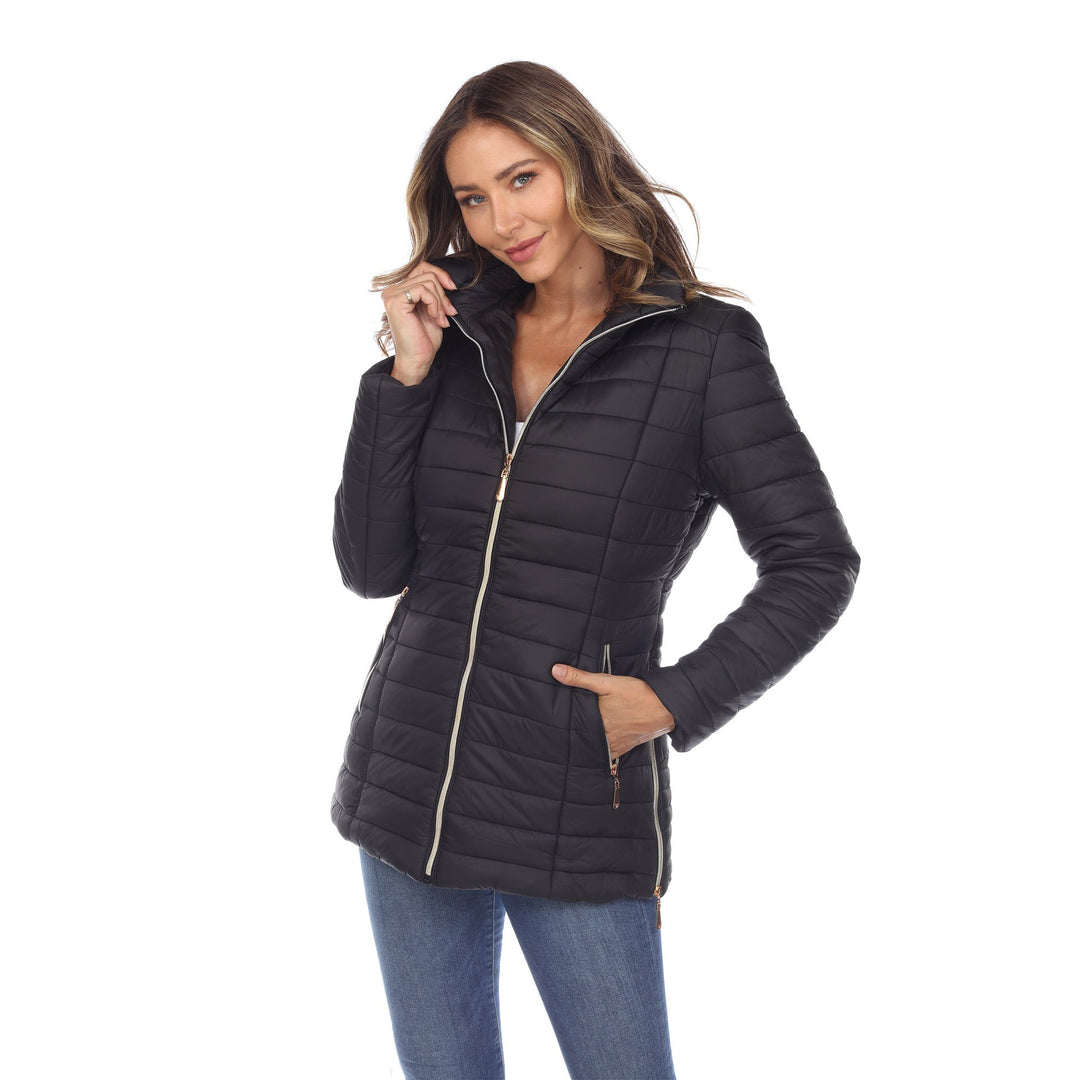 White Mark Womens Puffer Coat Image 1