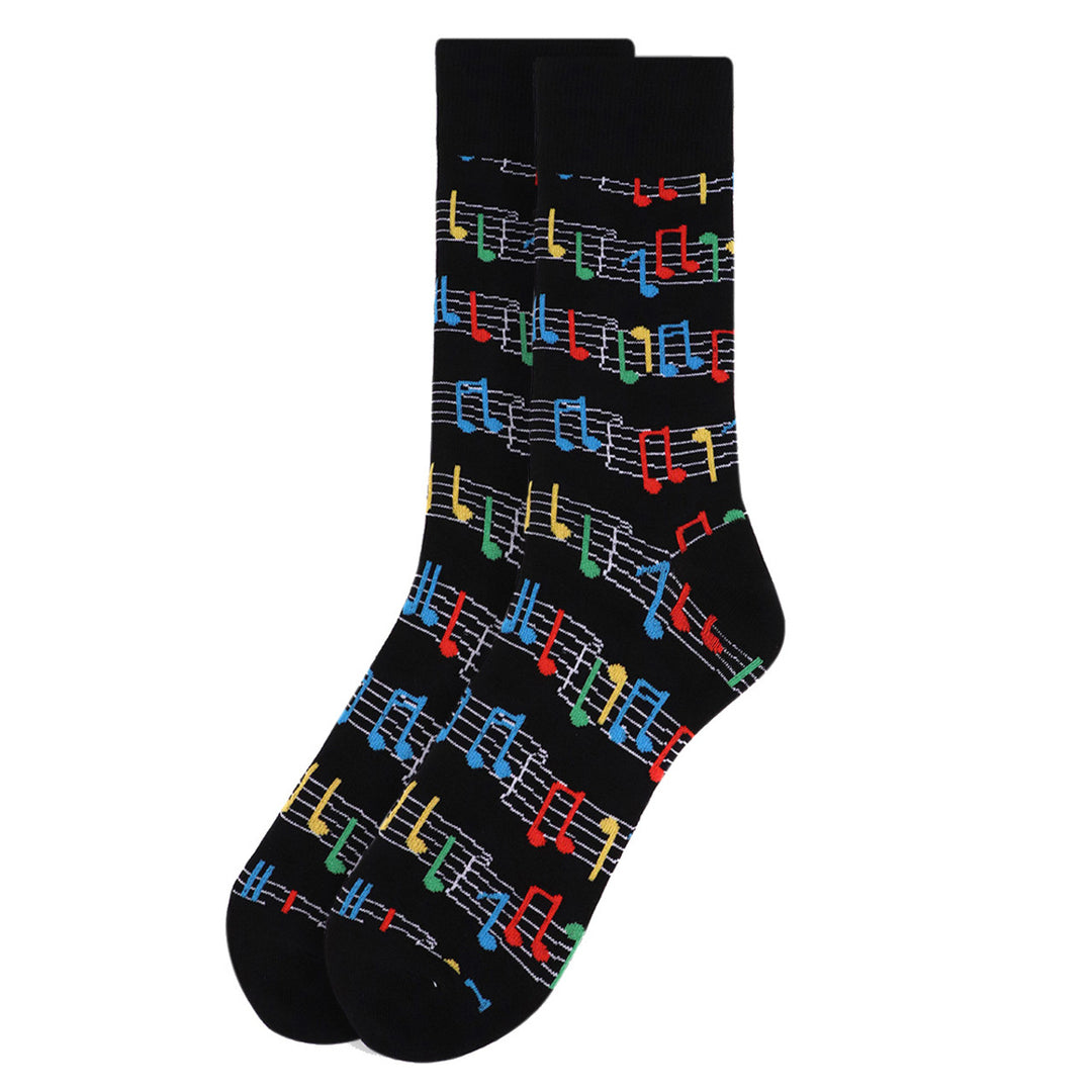 Fun Socks Mens Colorful Music Sheet Rock and Roll Music Lovers Musician Gifts Music Writter Music Notes Image 4