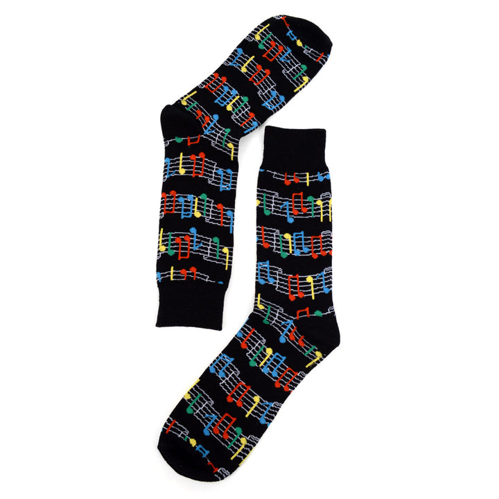 Fun Socks Mens Colorful Music Sheet Rock and Roll Music Lovers Musician Gifts Music Writter Music Notes Image 4