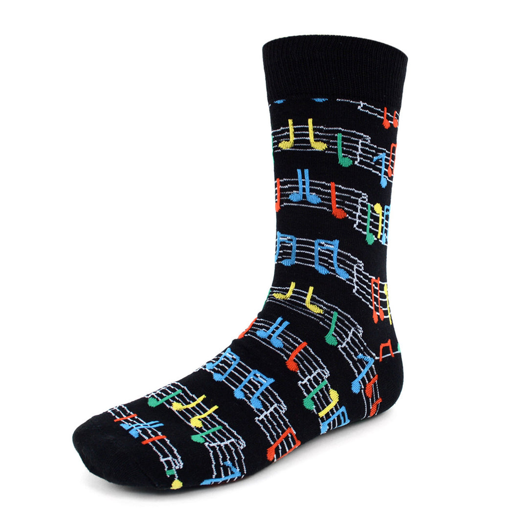 Fun Socks Mens Colorful Music Sheet Rock and Roll Music Lovers Musician Gifts Music Writter Music Notes Image 1