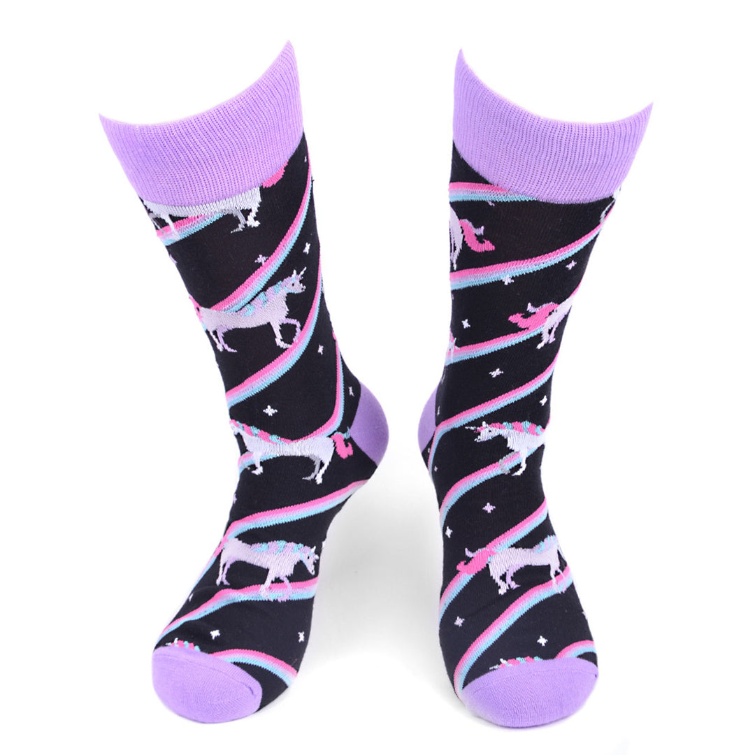 Mens Funny Lucky Unicorn Novelty Socks Fun Crazy Unicorn Party Crew Socks Groomsmen Socks Image 1