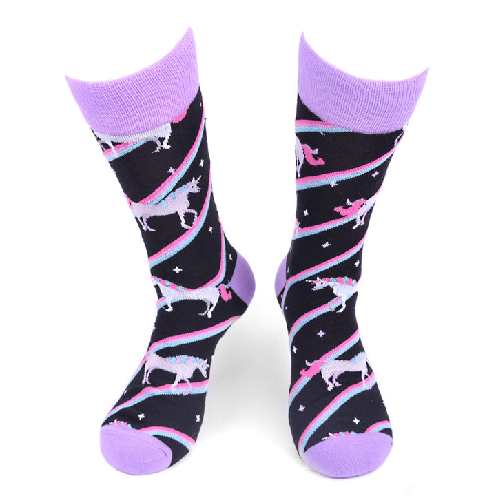 Mens Funny Lucky Unicorn Novelty Socks Fun Crazy Unicorn Party Crew Socks Groomsmen Socks Image 1