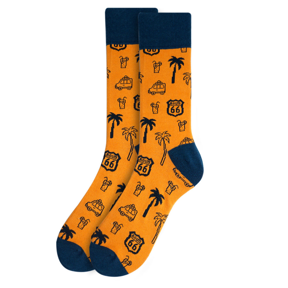 Mens Route 66 Novelty Fun Socks Orange Image 2