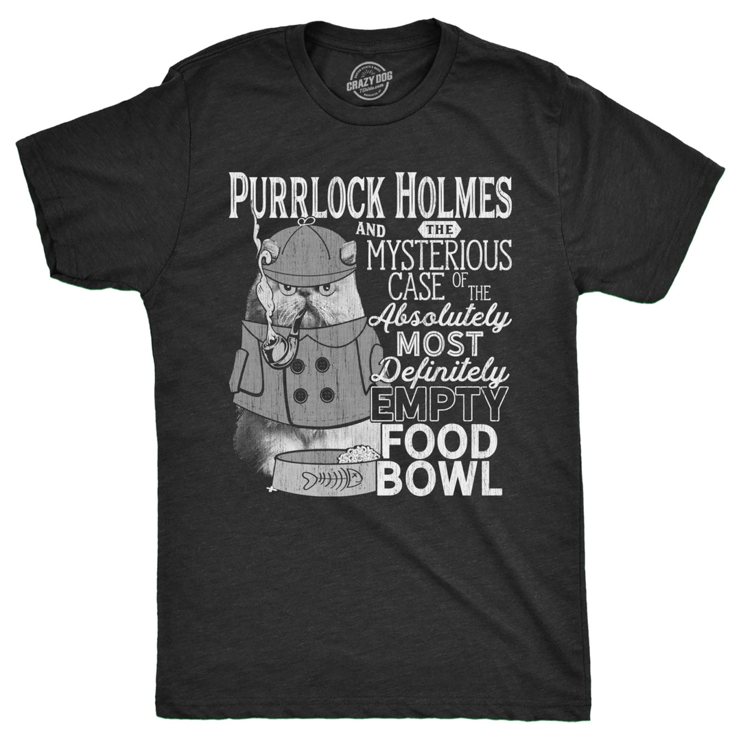 Mens Purrlock Holmes T Shirt Funny Kitty Cat Private Detective Joke Tee For Guys Image 1