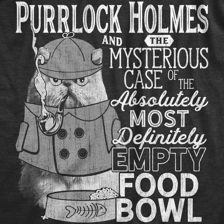 Mens Purrlock Holmes T Shirt Funny Kitty Cat Private Detective Joke Tee For Guys Image 2