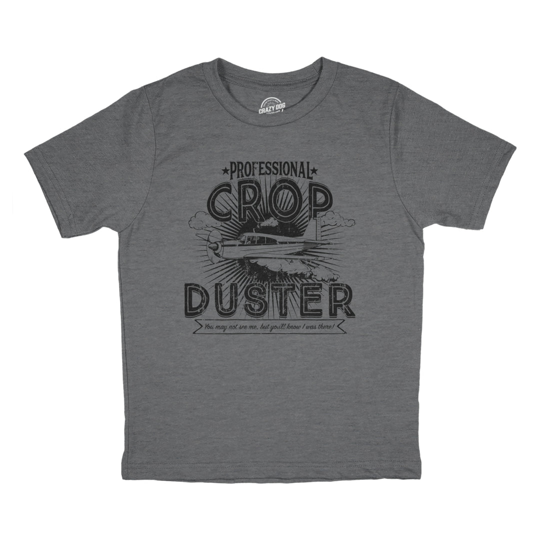 Youth Professional Crop Duster Funny Smelly Fart Passing Gas Plane Joke Tee For Kids Image 1