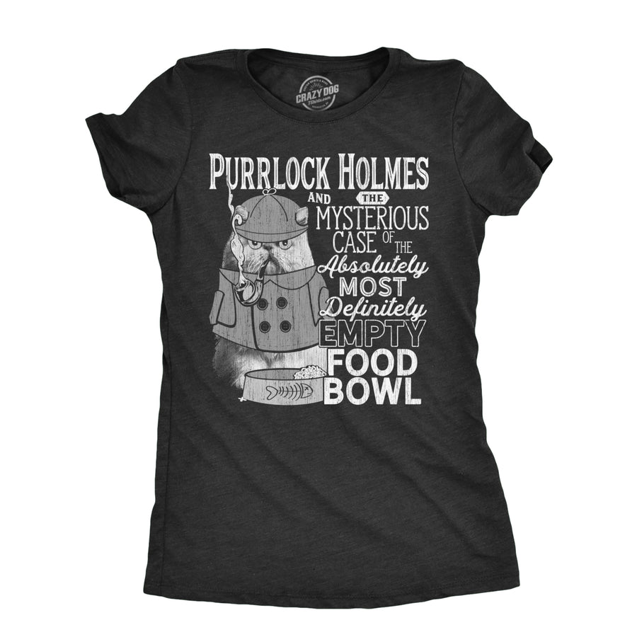 Womens Purrlock Holmes T Shirt Funny Kitty Cat Private Detective Joke Tee For Ladies Image 1