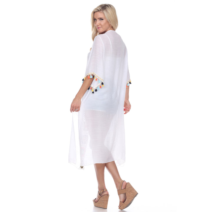 White Mark Womens Crochet Kimono Cover-Up Image 4