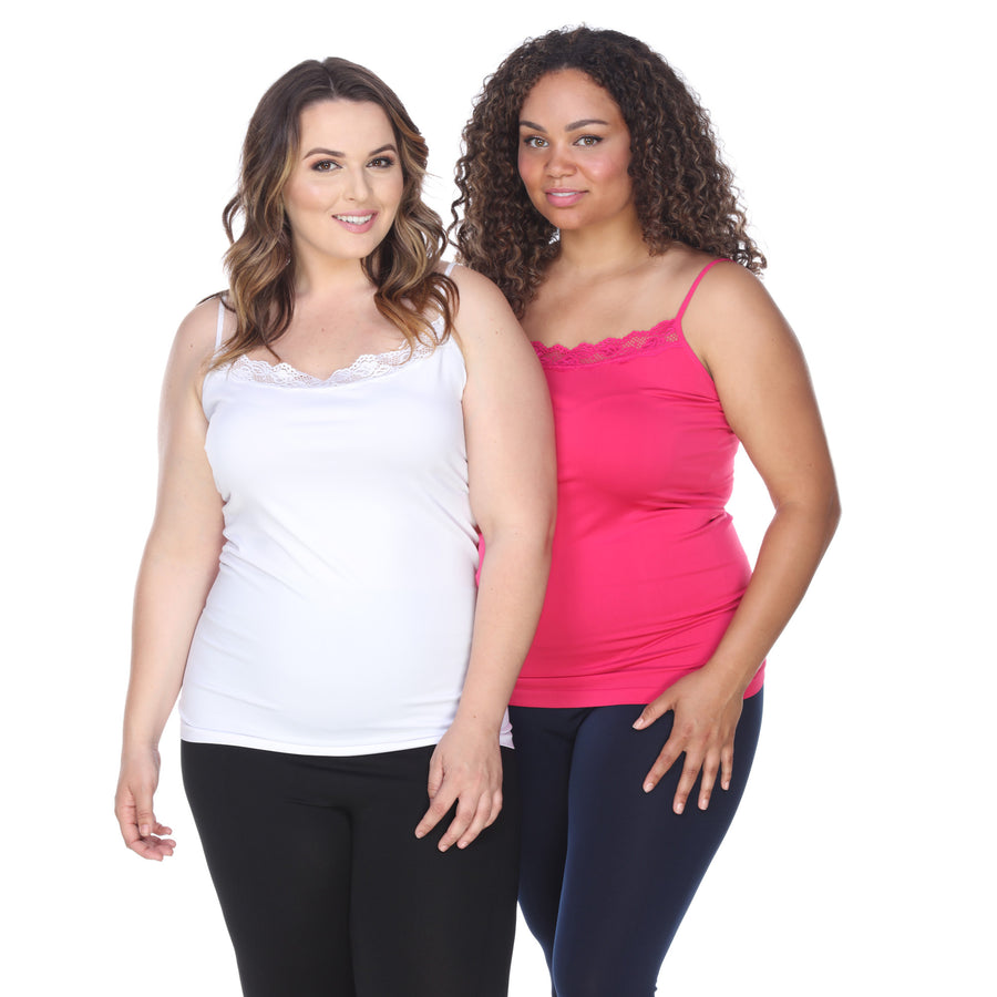 White Mark Womens Plus Size Lace Tank Tops Pack of 2 Image 1