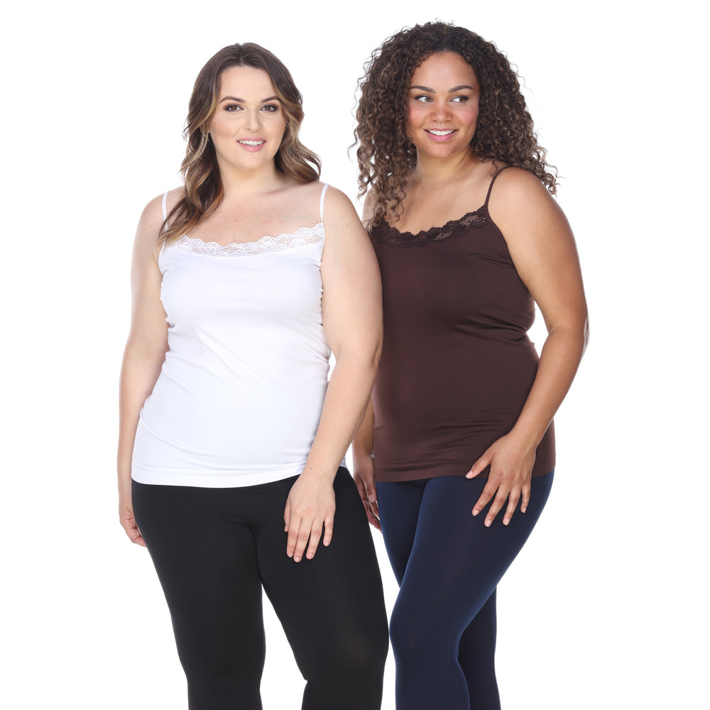 White Mark Womens Plus Size Lace Tank Tops Pack of 2 Image 2