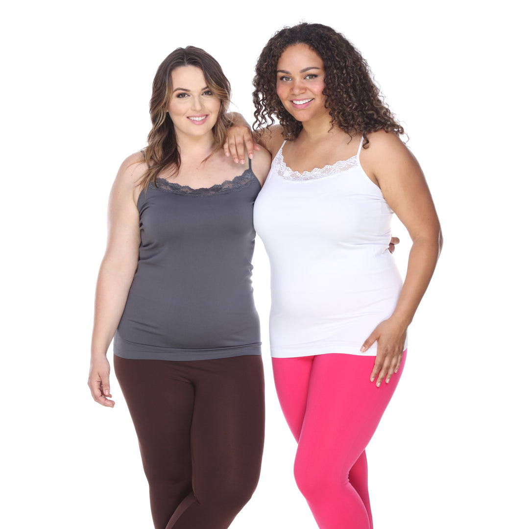 White Mark Womens Plus Size Lace Tank Tops Pack of 2 Image 4