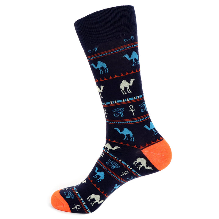 Blue Egypt Socks Camels Pyramid Egyptian Sock Image 1