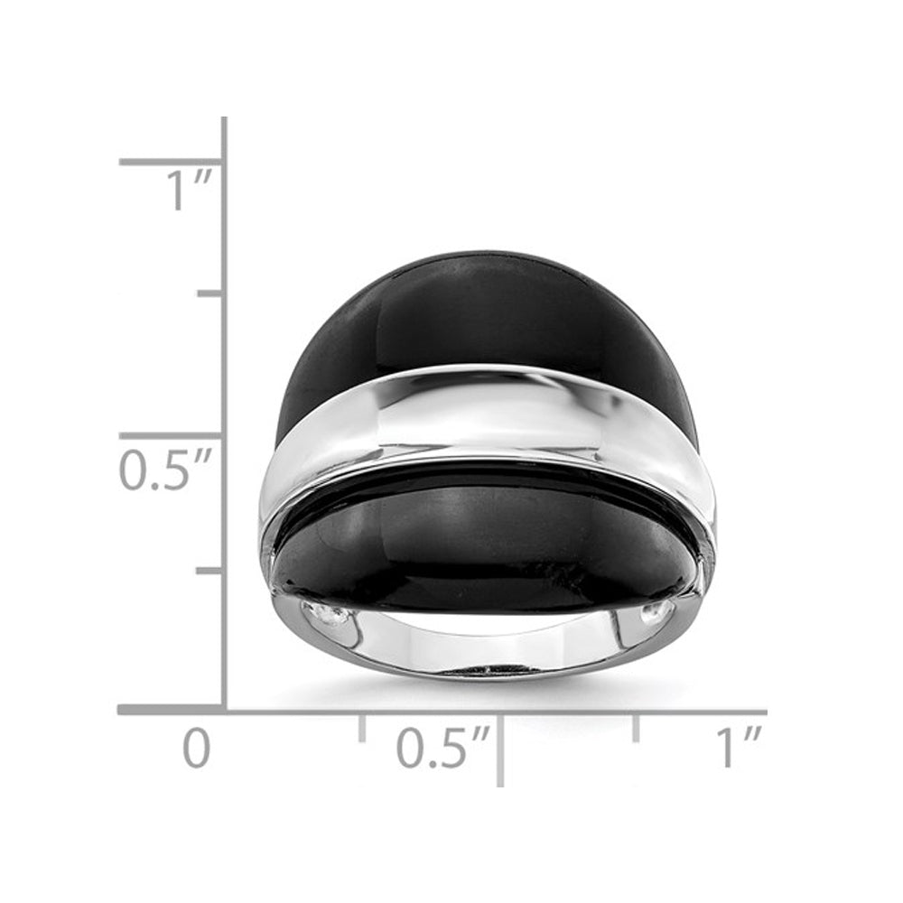 Sterling Silver Inlay Band Ring with Black Onyx Image 3