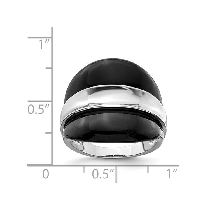 Sterling Silver Inlay Band Ring with Black Onyx Image 3