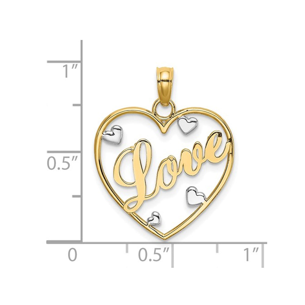 10K Yellow Gold Love Heart Pendant Necklace with Chain Image 3