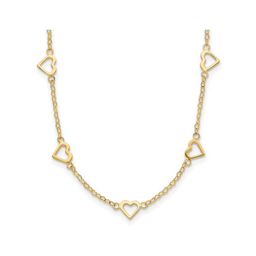 14K Yellow Gold with Open Hearts Necklace (18 Inches) Image 1