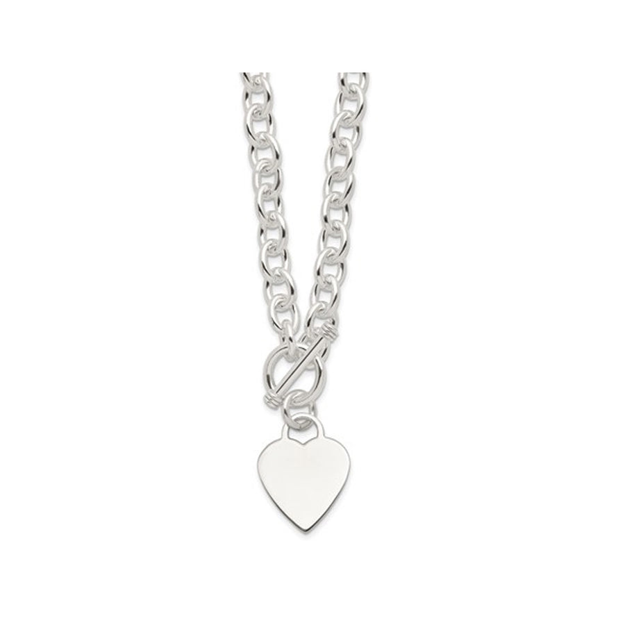Sterling Silver Heart Fancy Link Toggle Necklace (18 Inches) Image 1