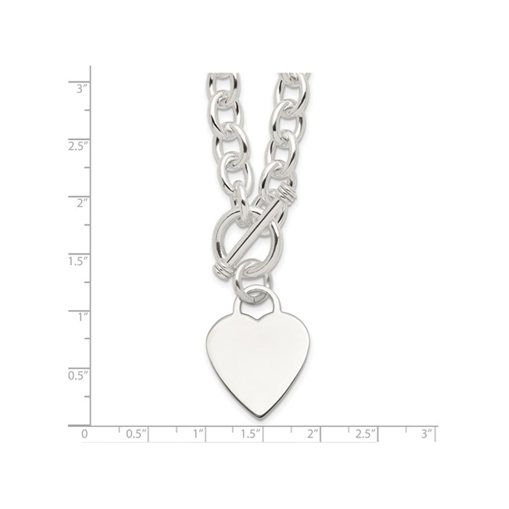 Sterling Silver Heart Fancy Link Toggle Necklace (18 Inches) Image 2