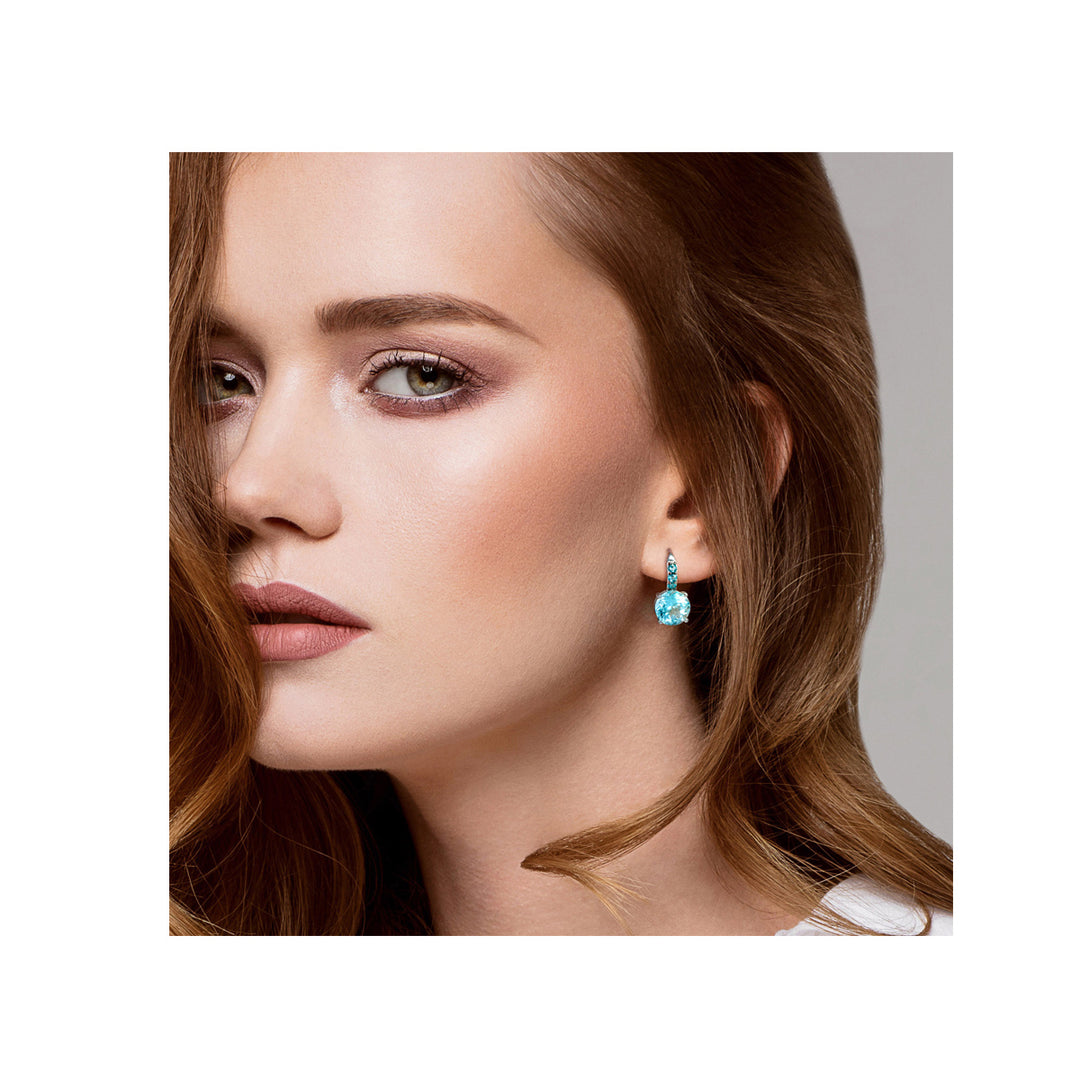 15.20 Carat (ctw) Sky and London Blue Topaz Drop Leverback Earrings in Sterling Silver Image 4