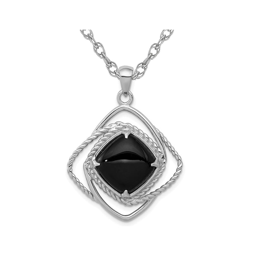 Sterling Silver Black Onyx Pendant Necklace with Chain Image 1