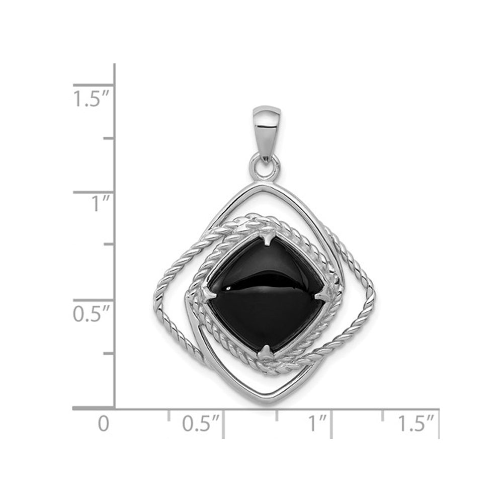 Sterling Silver Black Onyx Pendant Necklace with Chain Image 2