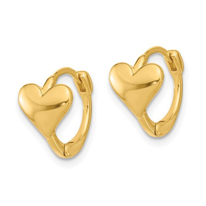 Yellow Plated Sterling Silver Heart Hoops Polished Earrings Image 3