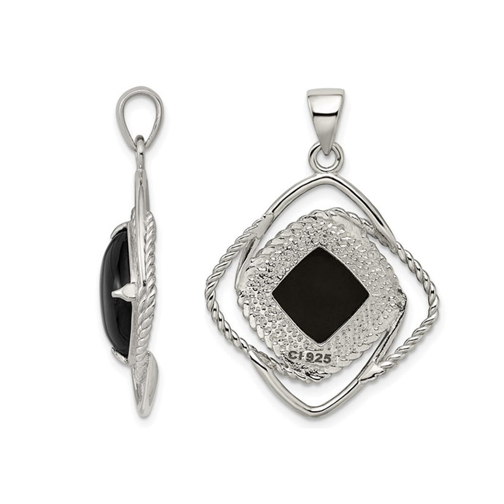 Sterling Silver Black Onyx Pendant Necklace with Chain Image 3
