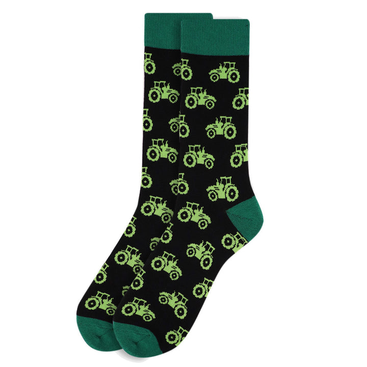 Farm Tractor Novelty Socks Shades of Green Farmer Tractor Plowing the Fields Image 4