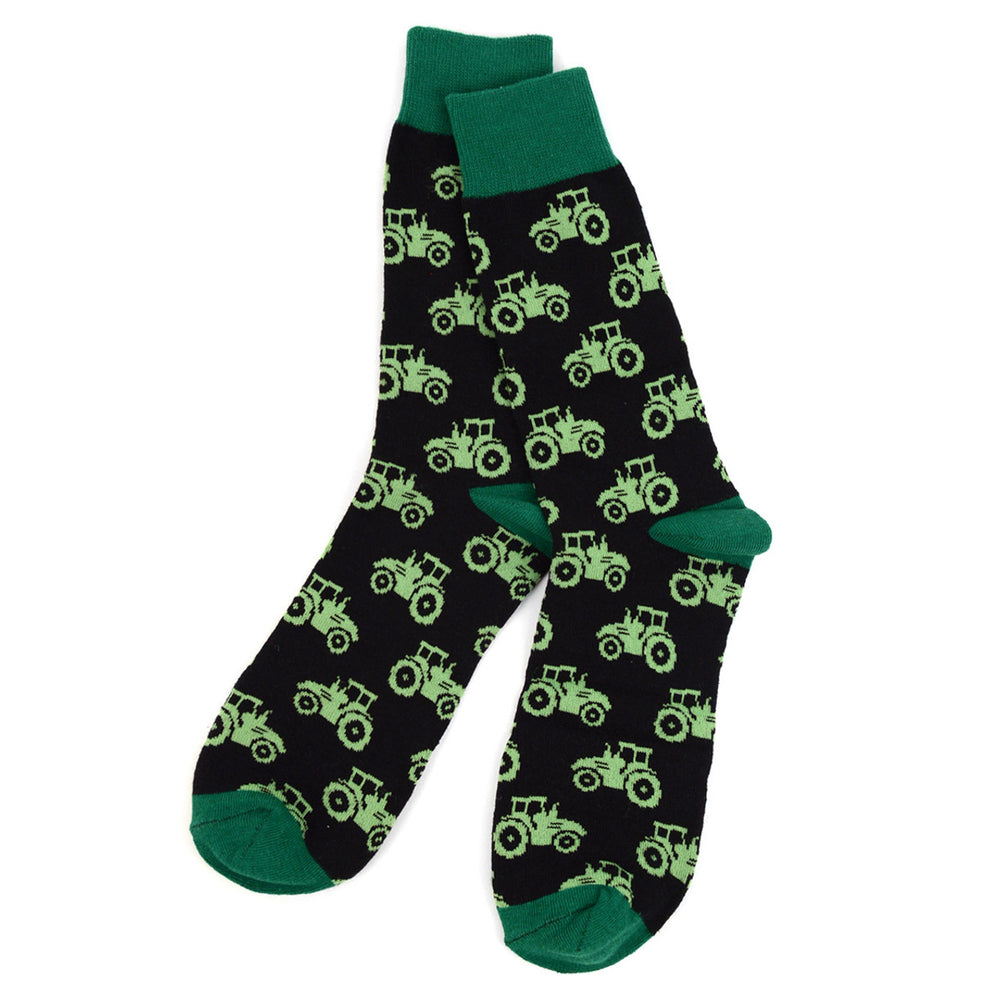 Farm Tractor Novelty Socks Shades of Green Farmer Tractor Plowing the Fields Image 2