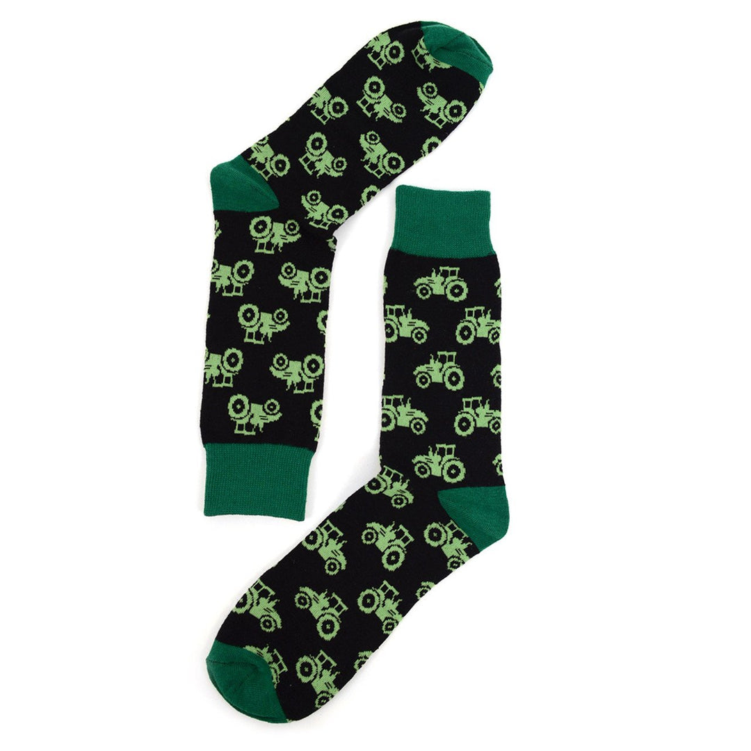 Farm Tractor Novelty Socks Shades of Green Farmer Tractor Plowing the Fields Image 4