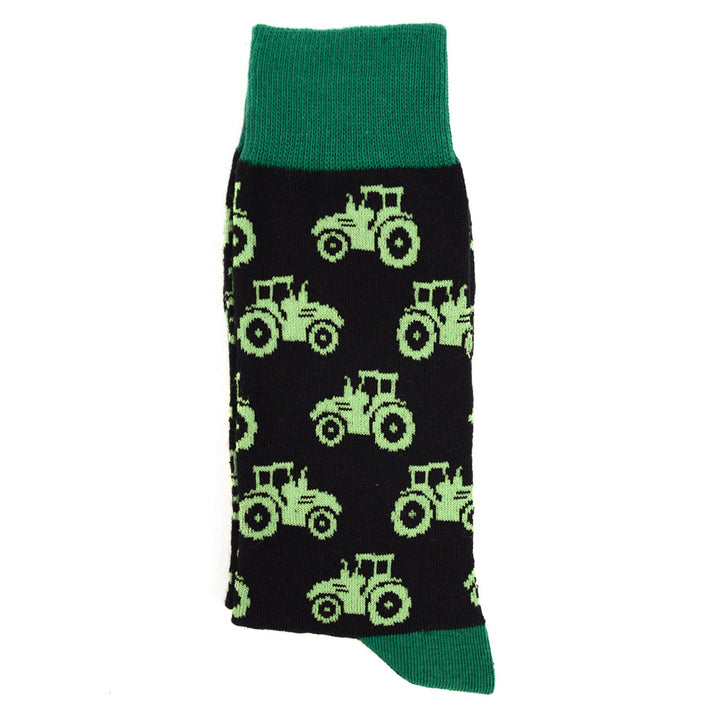 Farm Tractor Novelty Socks Shades of Green Farmer Tractor Plowing the Fields Image 6