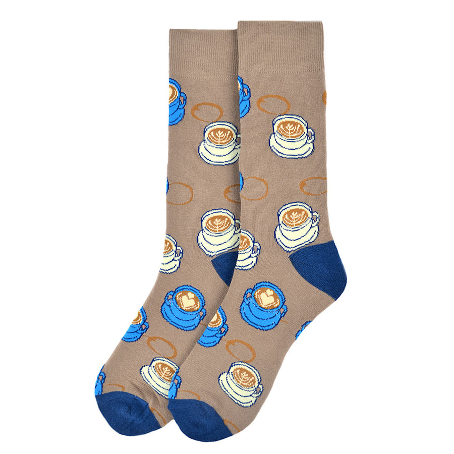 Espresso Funny Socks Cup of Coffee Novelty Socks Coffee Lover Gift Cup of Joe Morning Coffee Light Brown Socks Image 1