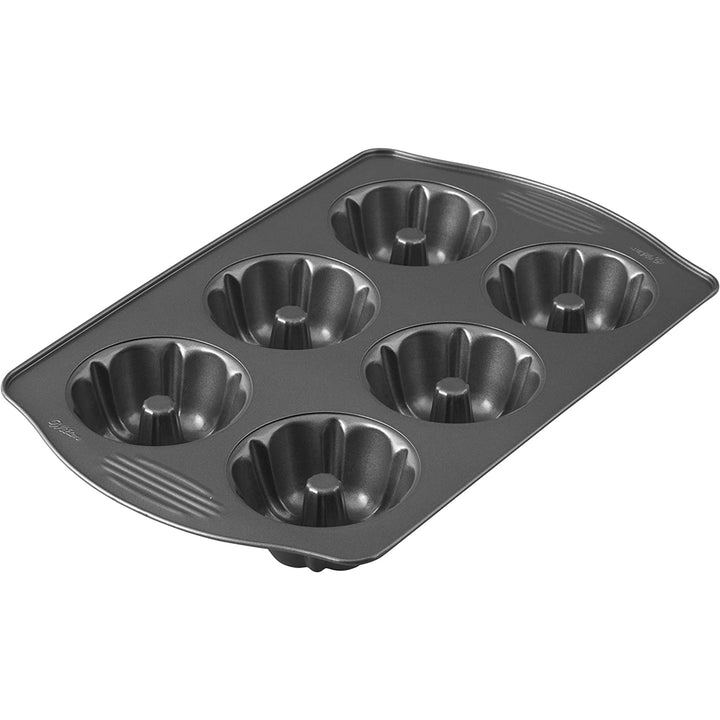 Wilton Nonstick Mini Fluted Tube Pan 6-Cavity Mini Bundt Cake Mold Bakeware Image 1